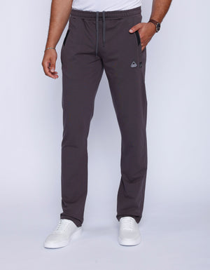 Men's athletic sweatpants from Hot Trend Vault in charcoal grey, straight fit, cotton blend, with 34-inch inseam for tall men.