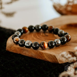 Triple protection bracelet with three spiritual stones, designed for defense and positive energy, by Hot Trend Vault.