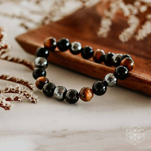 Triple protection bracelet with three spiritual stones, crafted by Hot Trend Vault for spiritual defense and protection.
