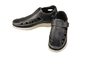 Black Calto K2132 Fisherman Sandal by Hot Trend Vault, lightweight design with a 2.8-inch height boost, casual and comfortable footwear